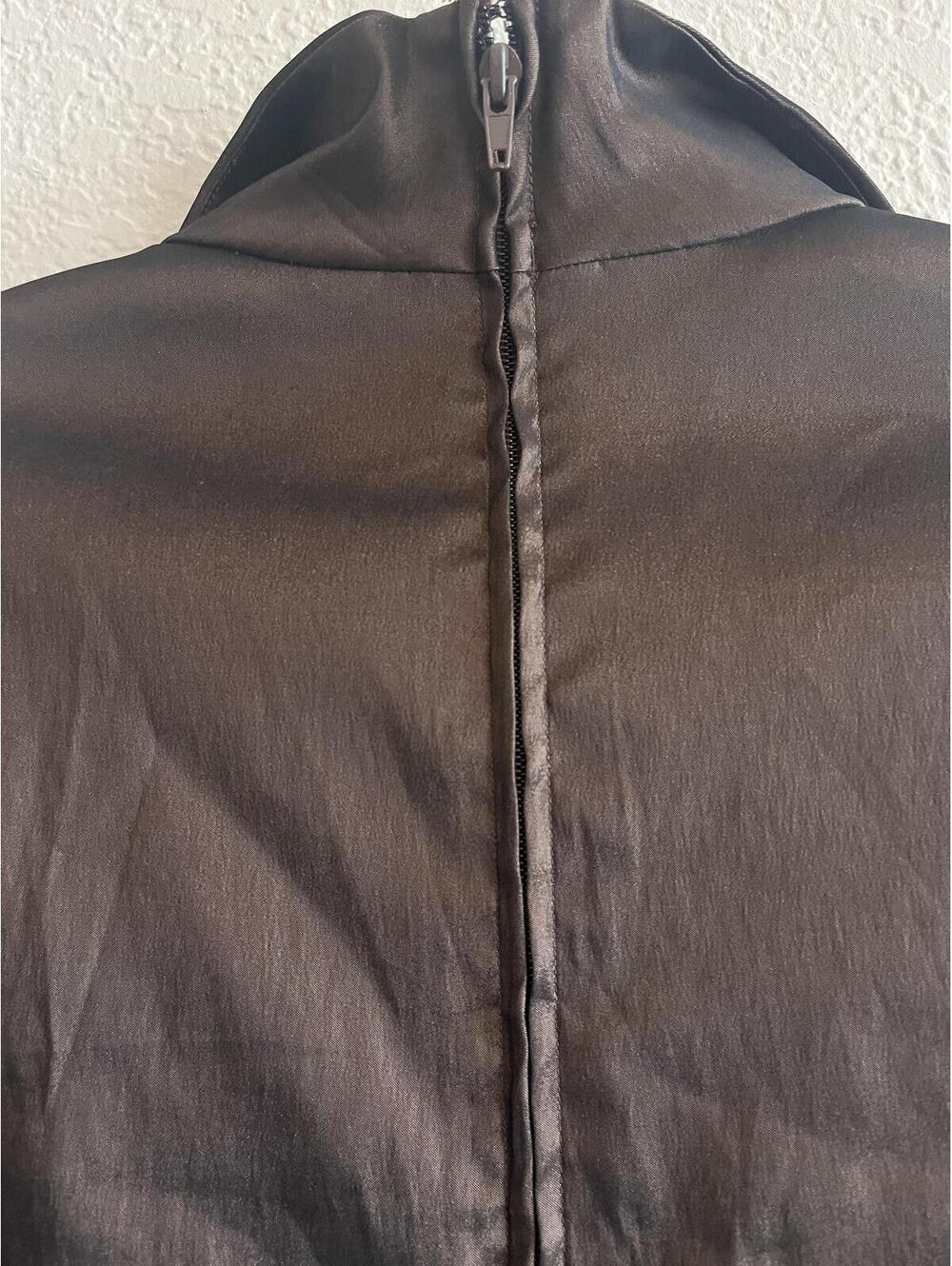 Tadashi Shoji Brown Satin Ruched Blouse Size 10 - Picture 7 of 7